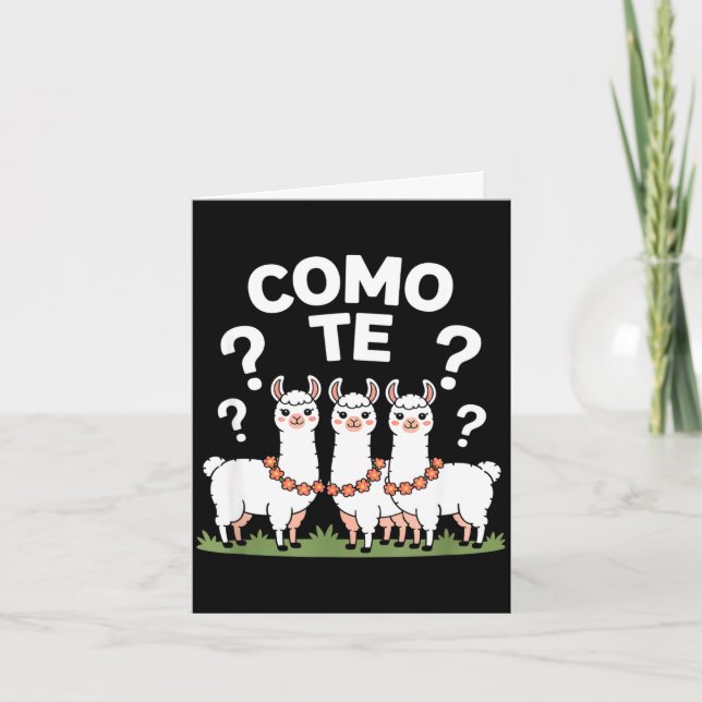 Funny llama flower garland como te question mark F Card (Front)