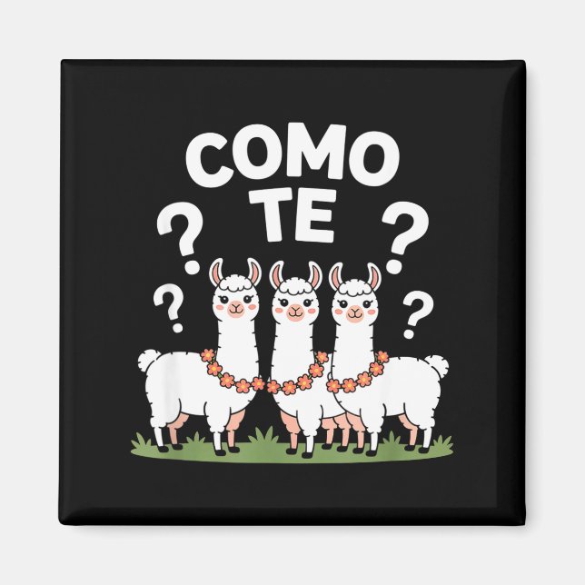 Funny llama flower garland como te question mark F Magnet (Front)