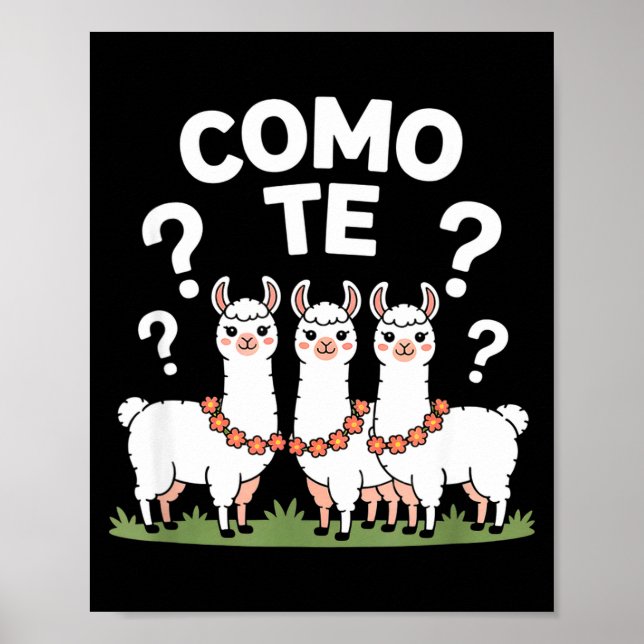 Funny llama flower garland como te question mark F Poster (Front)