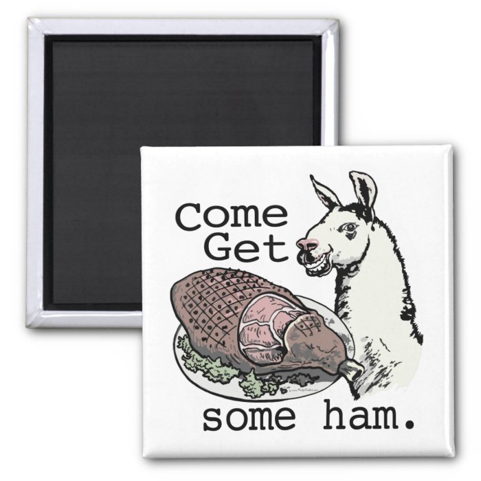 Funny Llama getting ham by Mudge Studios Magnet