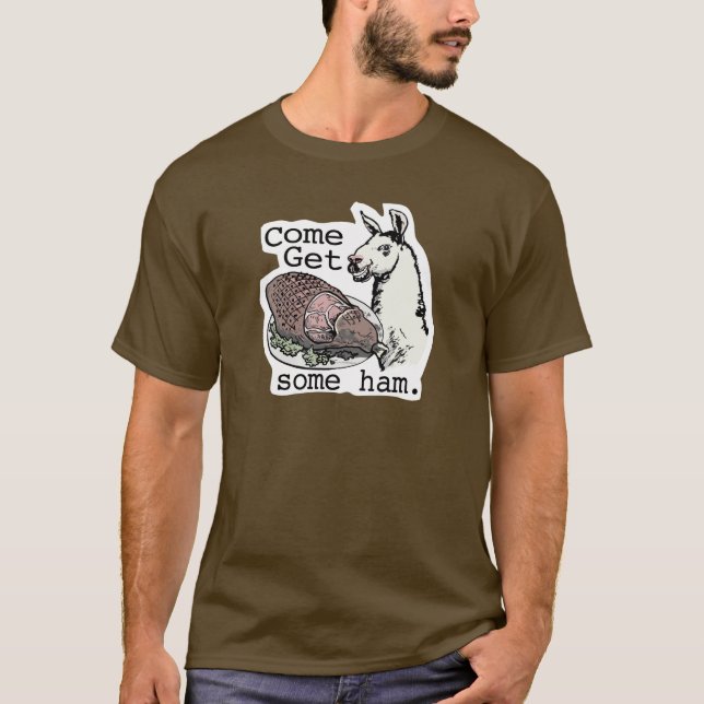 Funny Llama getting ham by Mudge Studios T-Shirt (Front)