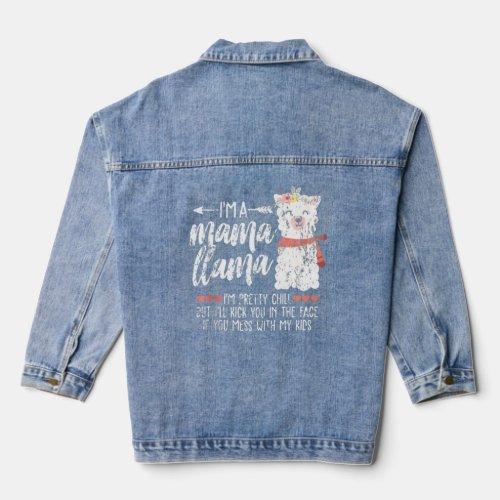 Funny Llama Girl Mama Mum Mummy Love Ugly Christma Denim Jacket