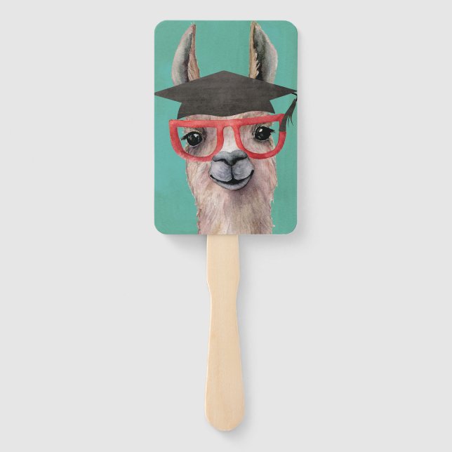 Funny Llama Graduation Hand Fan (Back)