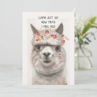 Funny Llama I Miss You Greeting Card 