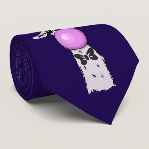 Funny Llama Illustration Blowing a Pink Bubble Neck Tie Funny Llama Illustration Blowing a Pink Bubble Neck Tie