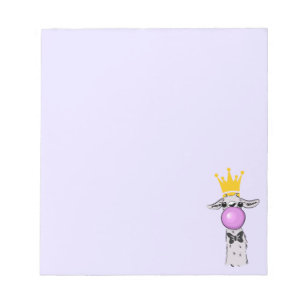 Funny Llama Illustration Blowing a Pink Bubble Notepad