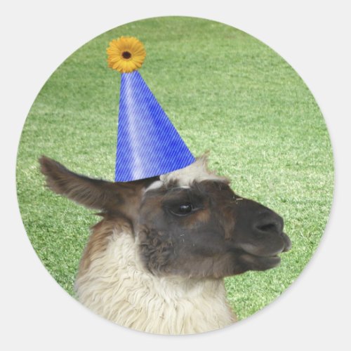 Funny Llama in Party Hat stickers