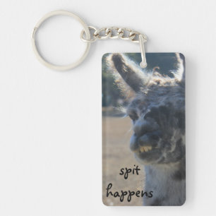 Funny Llama Key Chain, Spit Happens Keychain