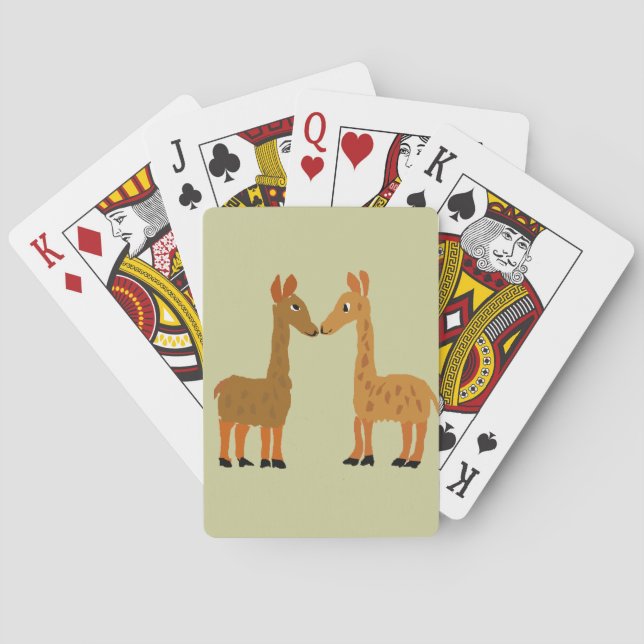 Funny Llama Love Primitive Art Poker Cards (Back)