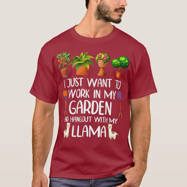 Funny Llama Lover Gardening  for Gardener Men T-Shirt (Front)