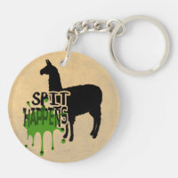 Llama in the Round Keychain Mirror