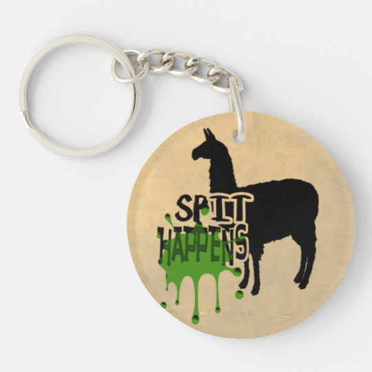 Funny Llama Meme Spit Happens Keychain
