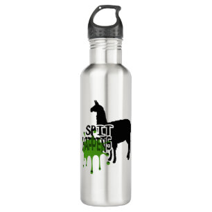 Funny Llama Meme Spit Happens Stainless Steel Water Bottle