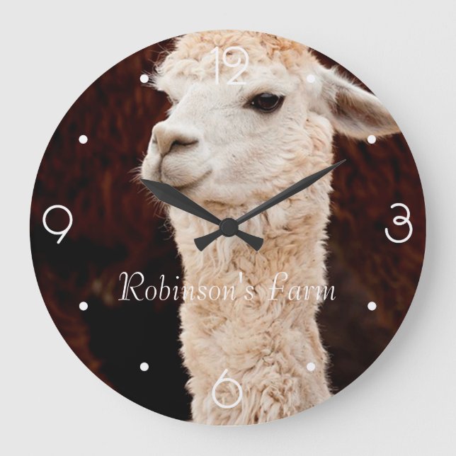 Funny Llama personalised Large Clock (Front)