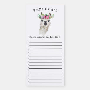 Funny Llama   Personalized To Do List Magnetic Notepad