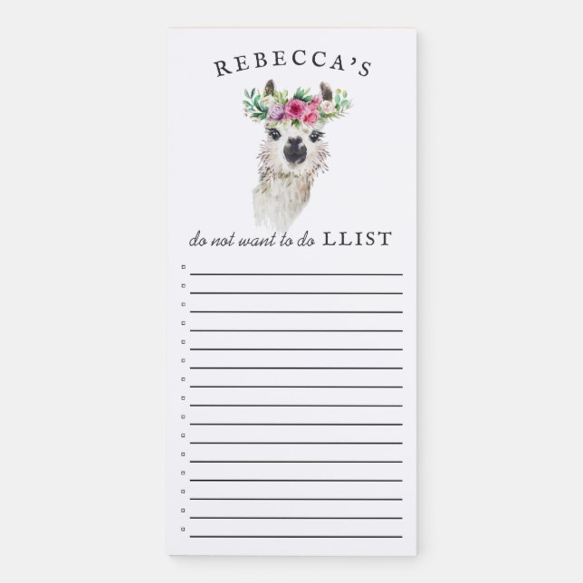 Funny Llama | Personalized To Do List Magnetic Notepad (Front)
