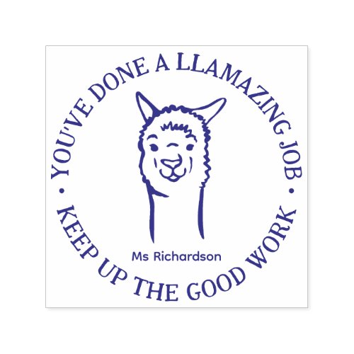 Funny Llama Pun Amazing Job Teacher Praise Self_inking Stamp