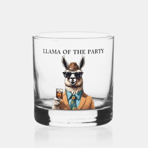 Funny Llama Pun Life of the Party Cool Whiskey Glass