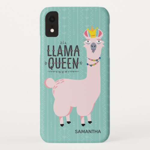 Funny Llama Queen Illustration iPhone XR Case