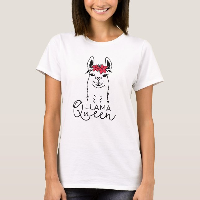 Funny llama Queen T-Shirt For Girls (Front)