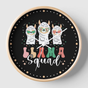 Funny Llama Squad Sunglasses Cool Llamas Retro Clock