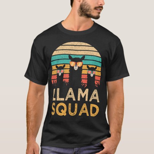 Funny Llama Squad Sunglasses Cool Llamas Vintage G T_Shirt