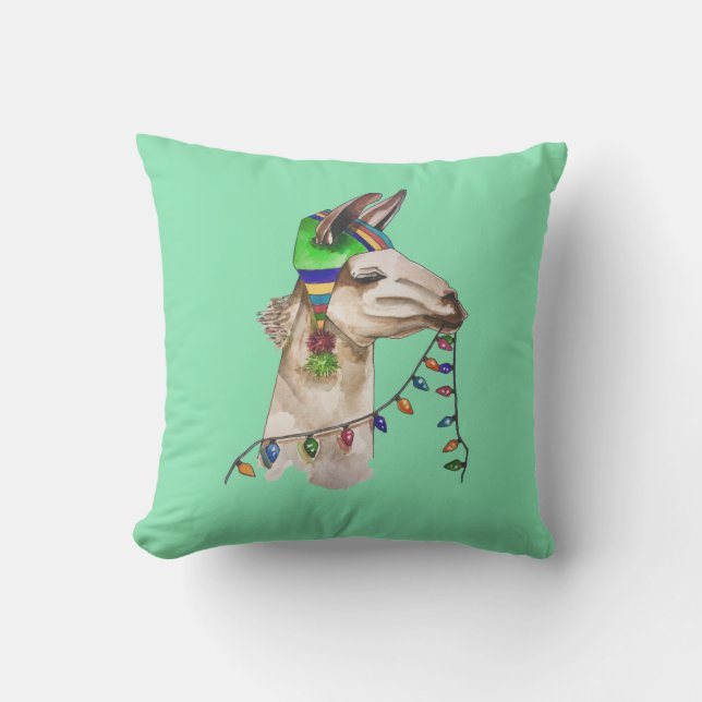 funny llama throw pillow (Front)