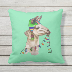 funny llama throw pillow