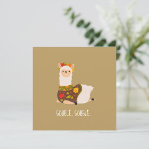 Funny Llama Turkey Thanksgiving Flat Card