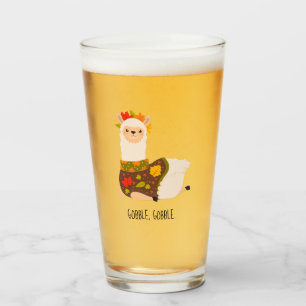 Funny Llama Turkey Thanksgiving Glass