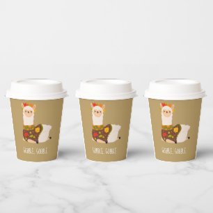 Funny Llama Turkey Thanksgiving  Paper Cups