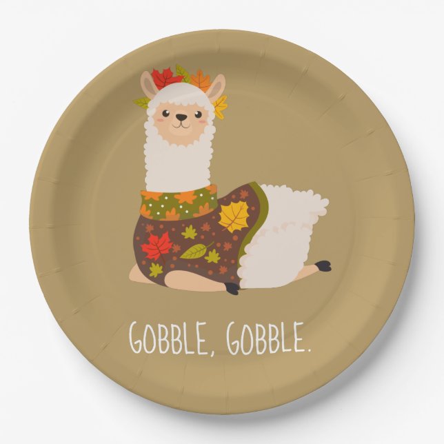 Funny Llama Turkey Thanksgiving  Paper Plates (Front)