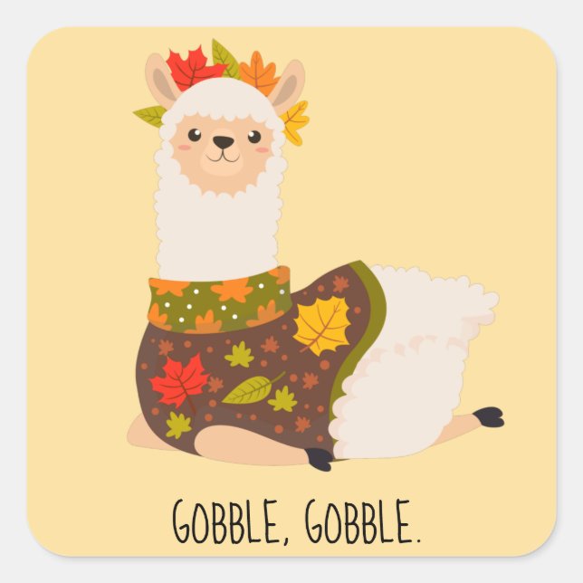 Funny Llama Turkey Thanksgiving Square Sticker (Front)
