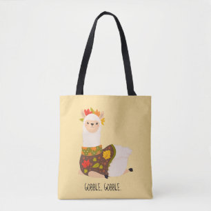 Funny Llama Turkey Thanksgiving Tote Bag