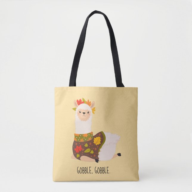 Funny Llama Turkey Thanksgiving  Tote Bag (Front)