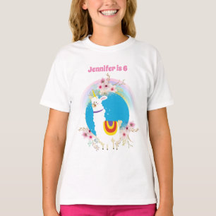 Funny Llama Unicorn Alpaca Kawaii Cute Add Name T-Shirt