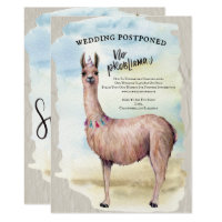 Funny Llama Wedding Postponed Date Change Invitation