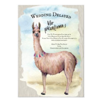 Funny Llama Wedding Postponed Invitation