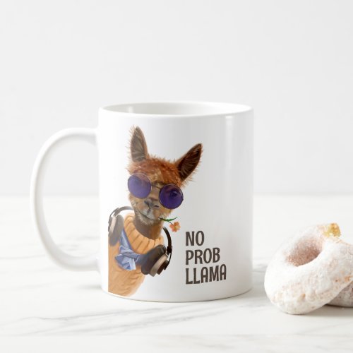 Funny llama with glasses and clothes coffee mug