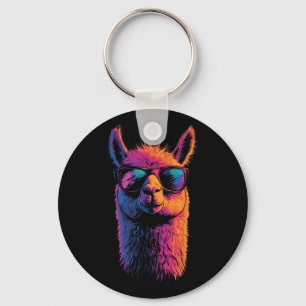 Funny Llama With Sunglasses Colorful No Drama Anim Keychain