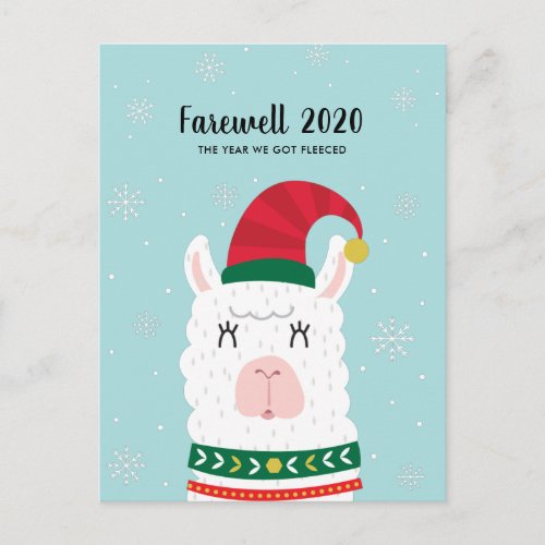 Funny Llama Year We Got Fleeced Covid Christmas Postcard