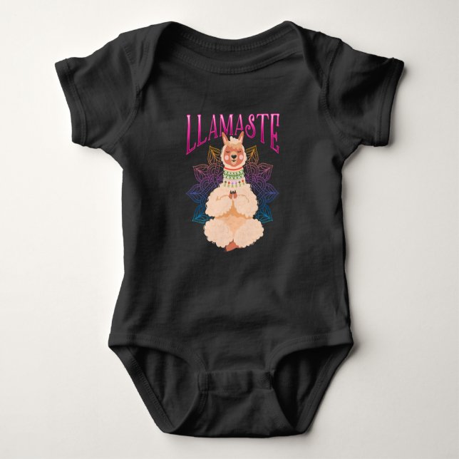 Funny Llama Yoga Relaxing Meditation Animal Baby Bodysuit (Front)