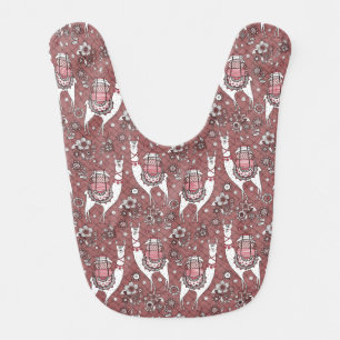 Funny Llamas Pattern Baby Bib