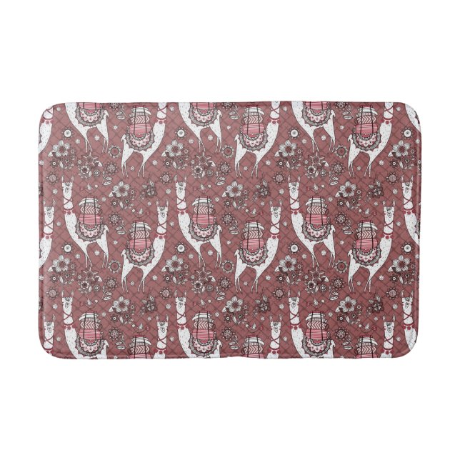 Funny Llamas Pattern Bath Mat (Front)