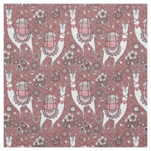 Funny Llamas Pattern Fabric