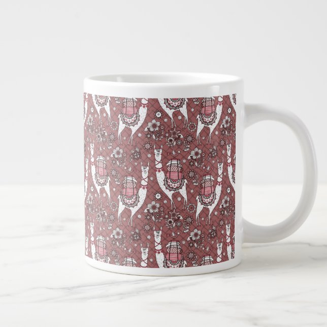 Funny Llamas Pattern Giant Coffee Mug (Right)