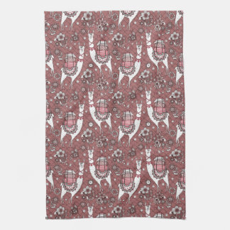 Funny Llamas Pattern Kitchen Towel