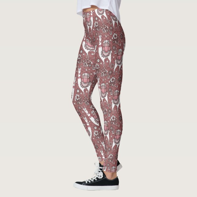 Funny Llamas Pattern Leggings (Left)