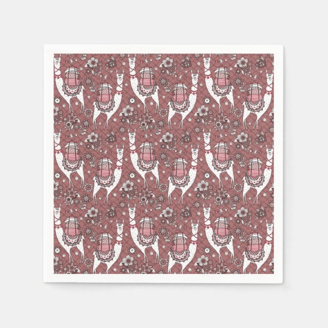 Funny Llamas Pattern Napkins (Front)