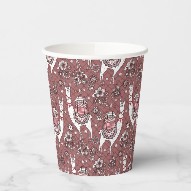 Funny Llamas Pattern Paper Cups (Left)